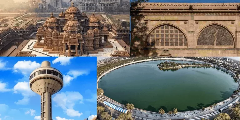 A collage of the images of top 10 places to visit in Ahmedabad