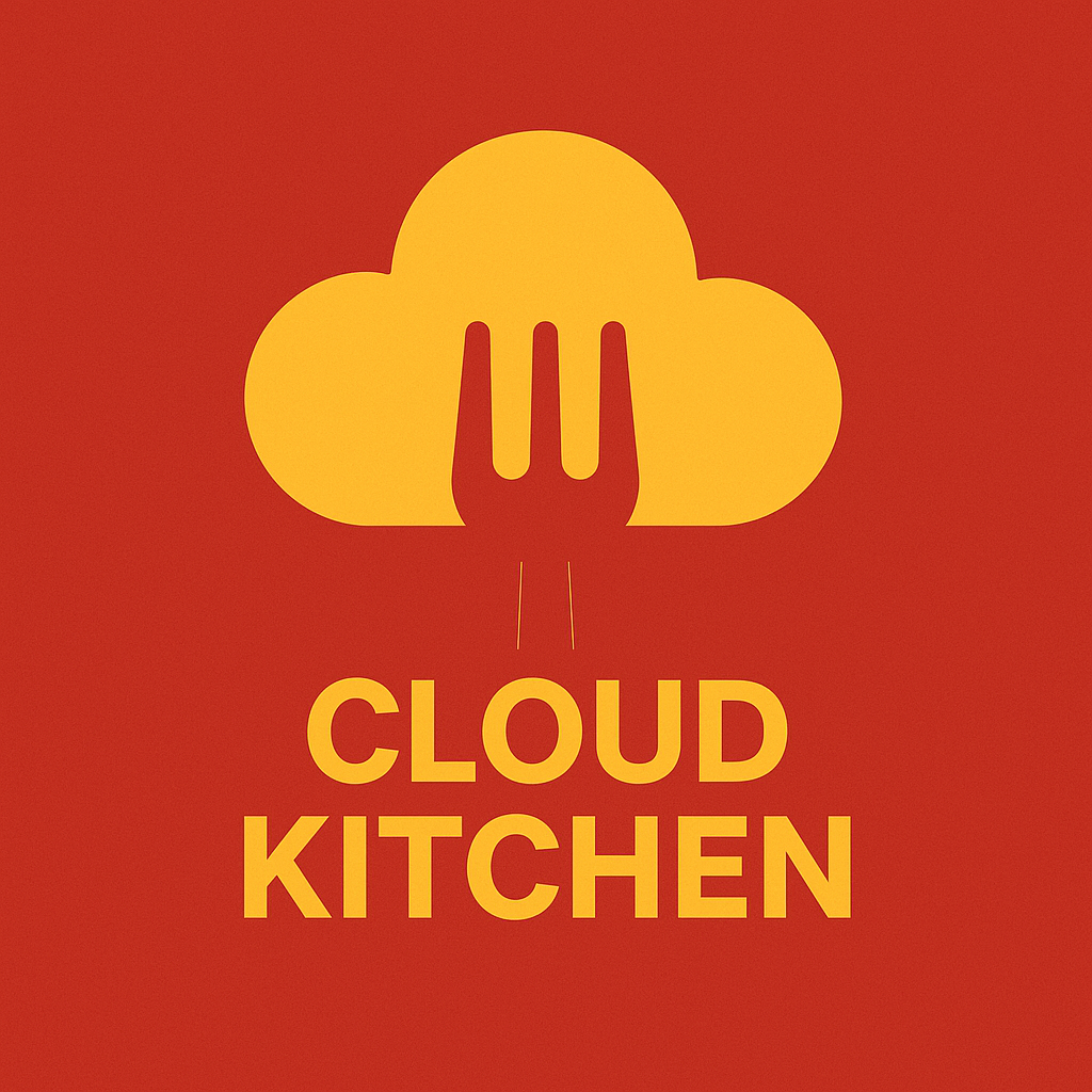 A cloud with a fork-shaped silhouette, representing Cloud Kitchen.