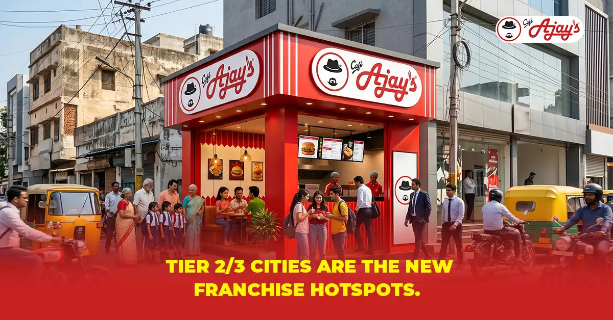 Ajay’s Cafe food franchise in Tier 2/3 cities attracting entrepreneurs with a modern cafe model and strong local demand.